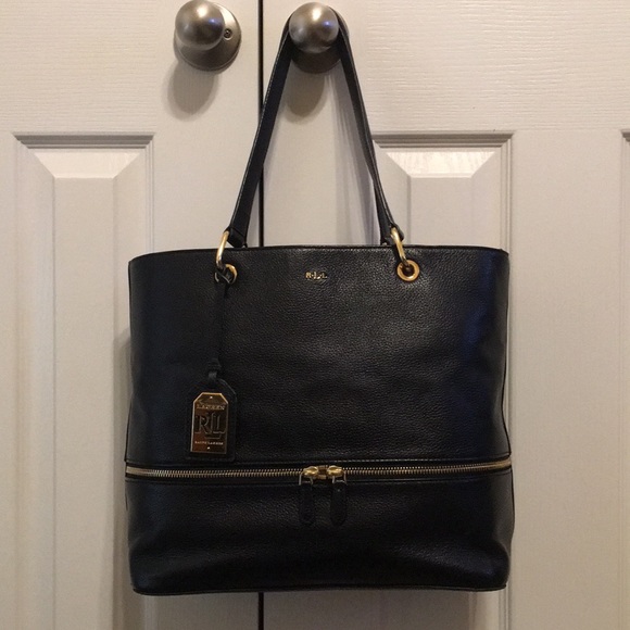 Lauren Ralph Lauren Handbags - Lauren Ralph Lauren Black Leather Tote